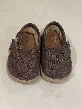 TOMS Toddler Alpargata Slip-On Shoes - Woven Brown Heathered Canvas T3